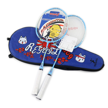 Dječja badminton raketa E-LAN, aluminijski okvir, težina 95–100 g, debljina drške G1, prav udarac, žice od vlaknastog svile