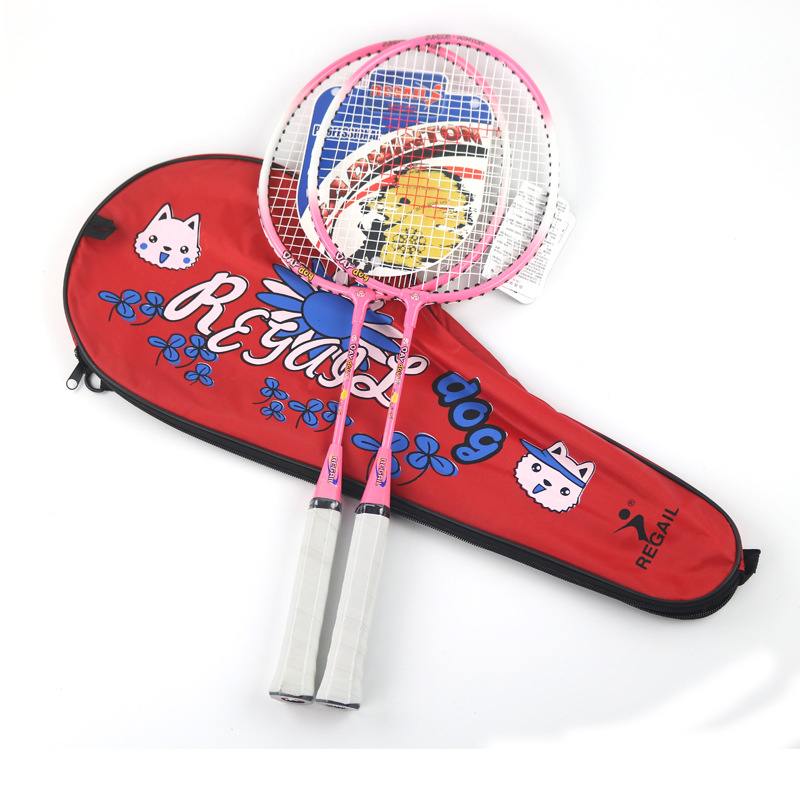 Dječja badminton raketa E-LAN, aluminijski okvir, težina 95–100 g, debljina drške G1, prav udarac, žice od vlaknastog svile