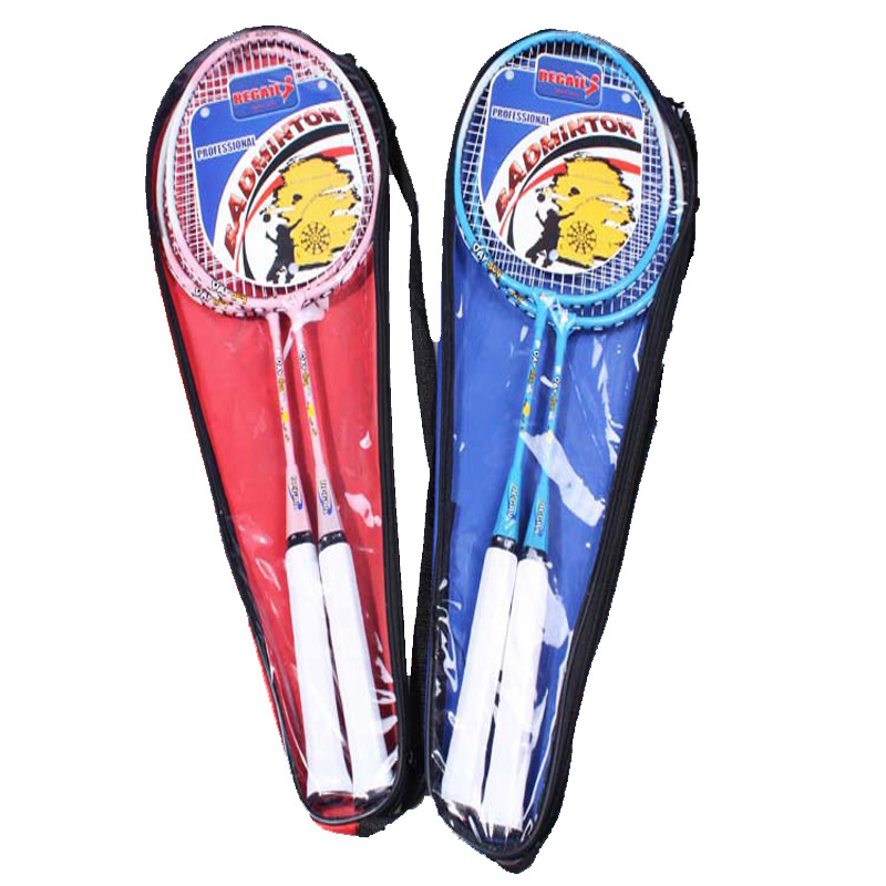 Dječja badminton raketa E-LAN, aluminijski okvir, težina 95–100 g, debljina drške G1, prav udarac, žice od vlaknastog svile