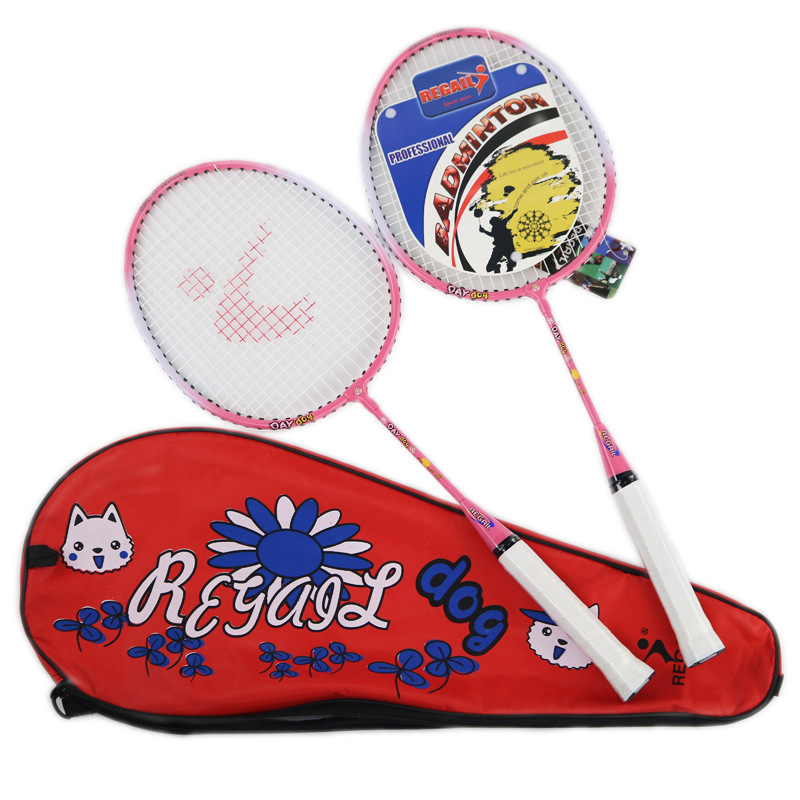 Dječja badminton raketa E-LAN, aluminijski okvir, težina 95–100 g, debljina drške G1, prav udarac, žice od vlaknastog svile