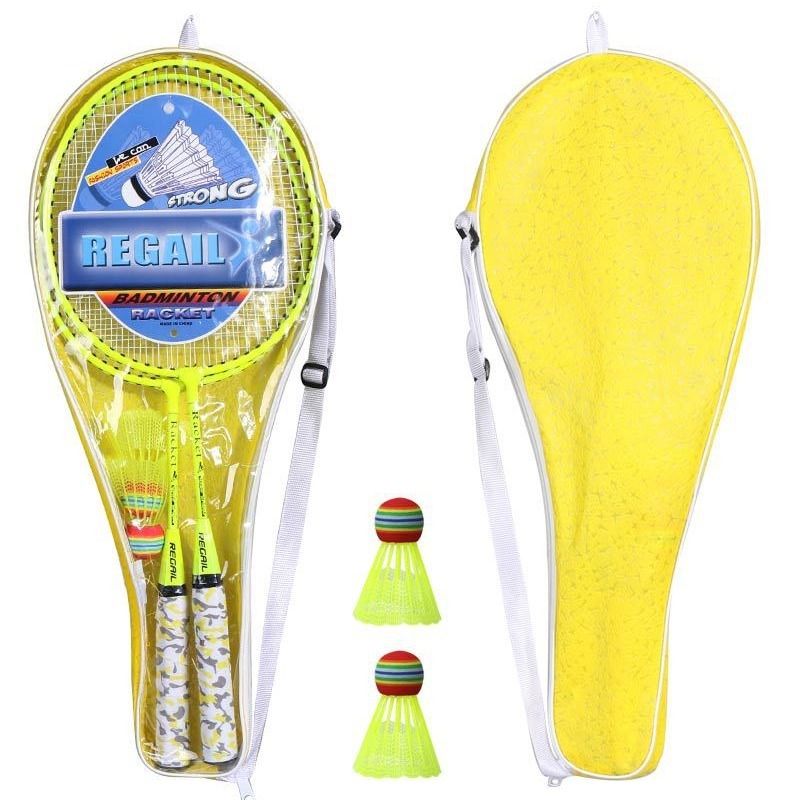 Set badminton za djecu: 2 reketa i 2 loptice, težina 95–100 g, okvir Ferroalloy, žica Nylon, debljina ručke G5