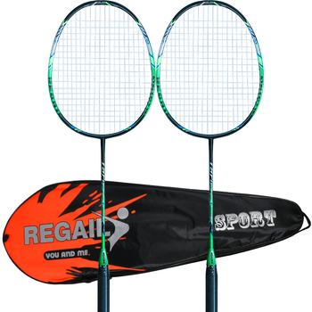 Regail dvostruka karbonska raketa za badminton, okvir od karbonskog kompozita, težina 95–100 g, držač G4, vlakna svile za žicu, ofenzivno sve-u-jednom za odrasle