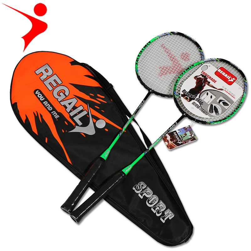 Regail dvostruka karbonska raketa za badminton, okvir od karbonskog kompozita, težina 95–100 g, držač G4, vlakna svile za žicu, ofenzivno sve-u-jednom za odrasle