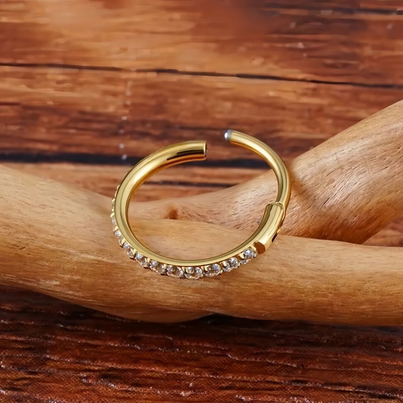Nosni prsten, 316L nehrđajući čelik, cirkon kristal, okrugli oblik, unisex
