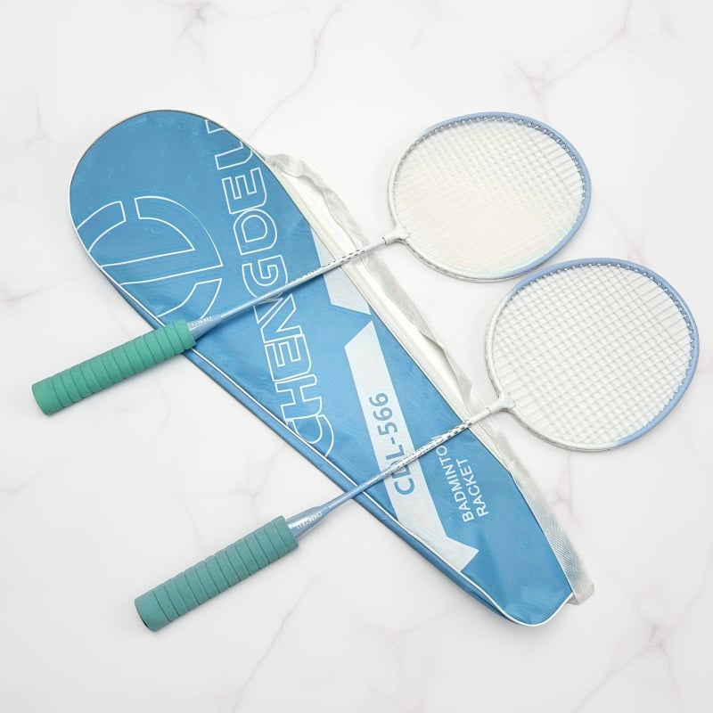 Set badminton raketa, 2 komada – ultralak, okvir od željeznih legura, težina 75–79 g, mogućnost tiskanja logotipa