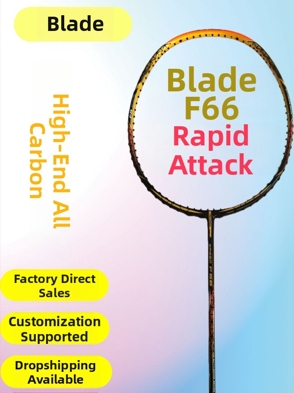 Sharp Edge F66 Raketa na bedminton z plných uhlíkových vlákien – Útočná ultraľahká, 75–79 g, Rukoväť G-5, Priamy úder