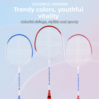 Bedmintonová raketa s dizajnom s dvojitou šnúrou, ultra ľahká a odolná, rám z železnej zliatiny, šnúry z nylonu, hmotnosť 95-100 g, hrúbka rukoväte G-5