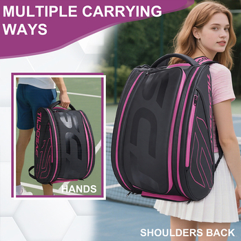 Augstas ietilpības ūdensizturīga sporta mugursoma badmintonam, tenisam un pickleballam