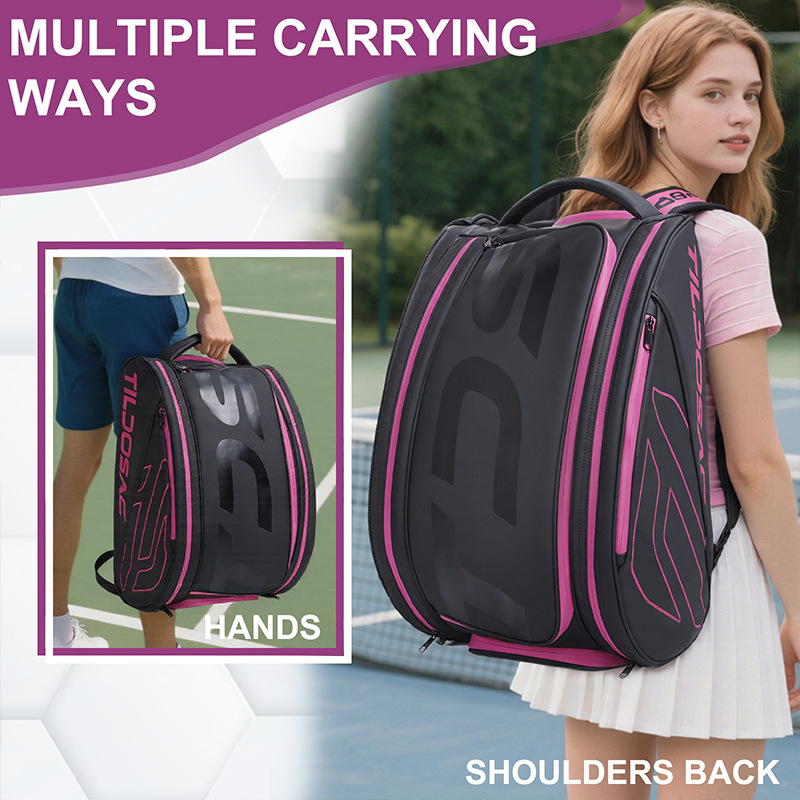 Augstas ietilpības ūdensizturīga sporta mugursoma badmintonam, tenisam un pickleballam