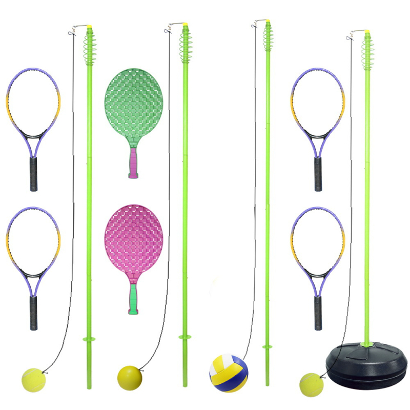 SOEVIEE Teniski trener s užetom i rotirajućom reketoм, vanjski set s čeličnom temeljem; Materijal: Željezo; Marka: SOEVIEE; Prilagodba: Da; Pogodno za tenis