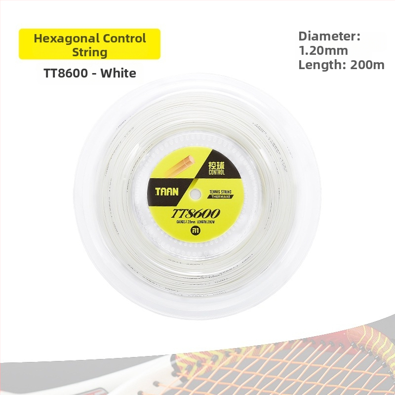 TAAN TT8600 poliestera tenisa šņore, sešstūrainas profila garums 200 m