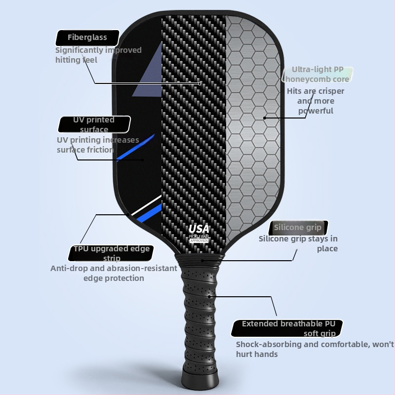 Raketa na pickleball z vlákna skla — profesionálny súťažný set, značka Lidakang, hmotnosť 225±5 g