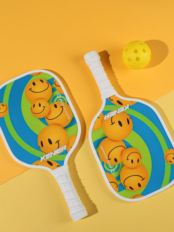 Kenier set reketa za pickleball, drveni, stil crtić, dimenzije 40 × 20 × 1,5 cm, masa 750 g