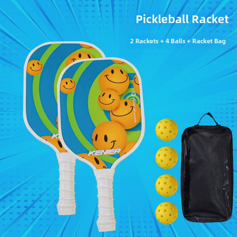 Kenier set reketa za pickleball, drveni, stil crtić, dimenzije 40 × 20 × 1,5 cm, masa 750 g