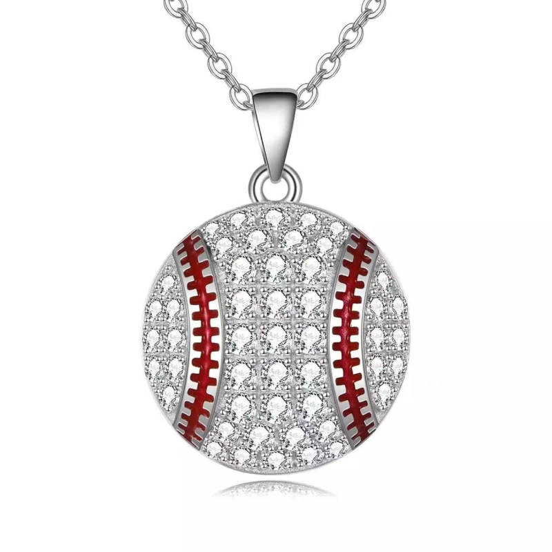 Diamantni sportski privjesak: odbojka, košarka i softball, geometrijski križni lanac, za žene