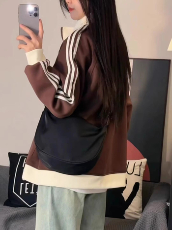 Ženska jakna od Chenille-Spandex sa stojećim ovratnikom, zatvaračem, srednje dužine, širokog kroja