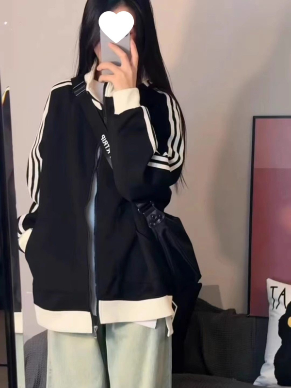 Ženska jakna od Chenille-Spandex sa stojećim ovratnikom, zatvaračem, srednje dužine, širokog kroja