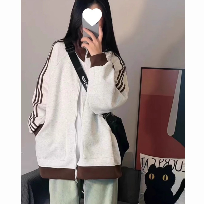 Ženska jakna od Chenille-Spandex sa stojećim ovratnikom, zatvaračem, srednje dužine, širokog kroja