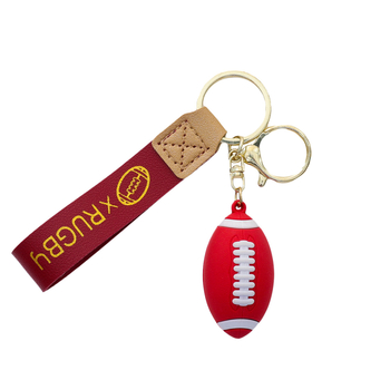 Kljucni lančić s rugby temom i crtić dizajnom, PVC materijal, sladak stil, sportski suvenir