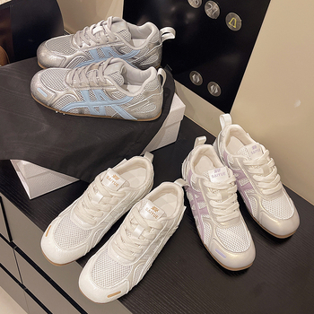 Sieviešu elpojošas sporta kurpes ar tīklveida augšpusi, vieglas un mīkstas zoles, zems augums ar šņorēm