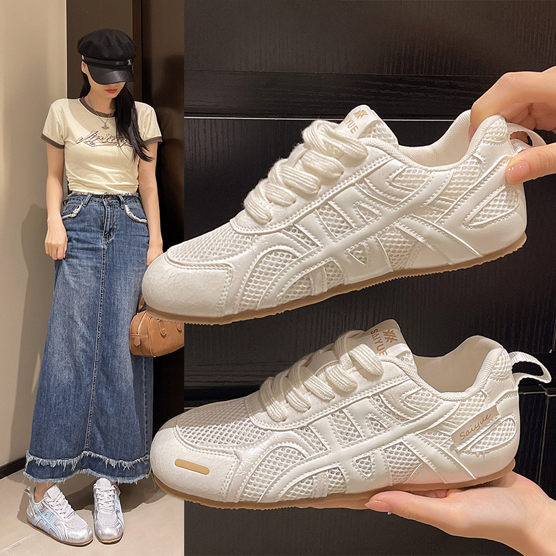 Sieviešu elpojošas sporta kurpes ar tīklveida augšpusi, vieglas un mīkstas zoles, zems augums ar šņorēm