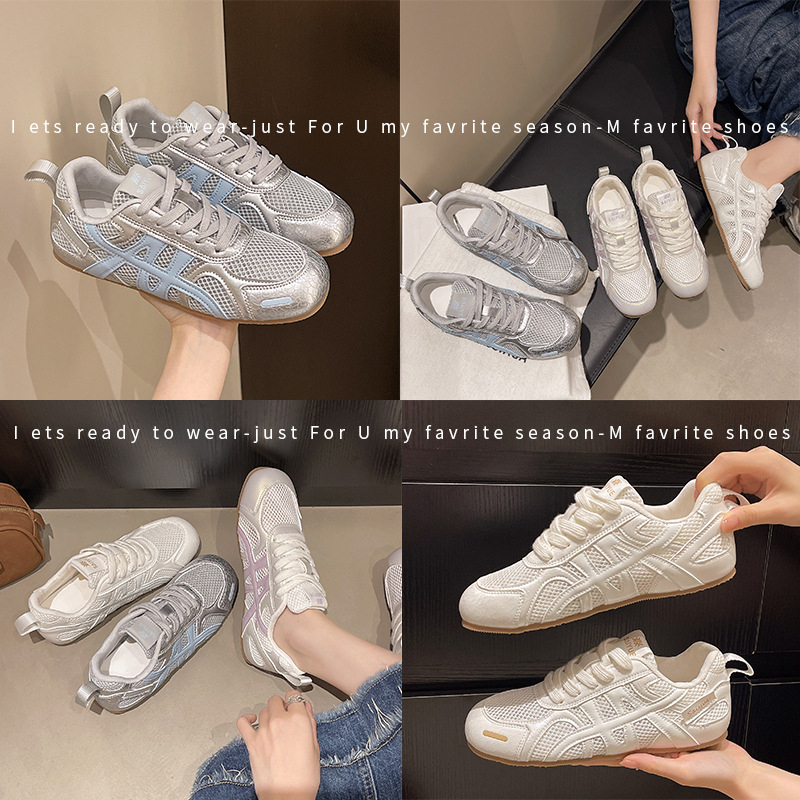 Sieviešu elpojošas sporta kurpes ar tīklveida augšpusi, vieglas un mīkstas zoles, zems augums ar šņorēm