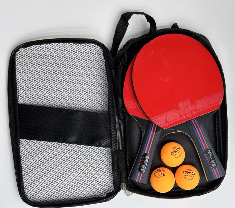 Set reketa za stolni tenis bez marke, drška od topole, guma s ljepilom, ravna reketa, pogodna za stolni tenis i badminton