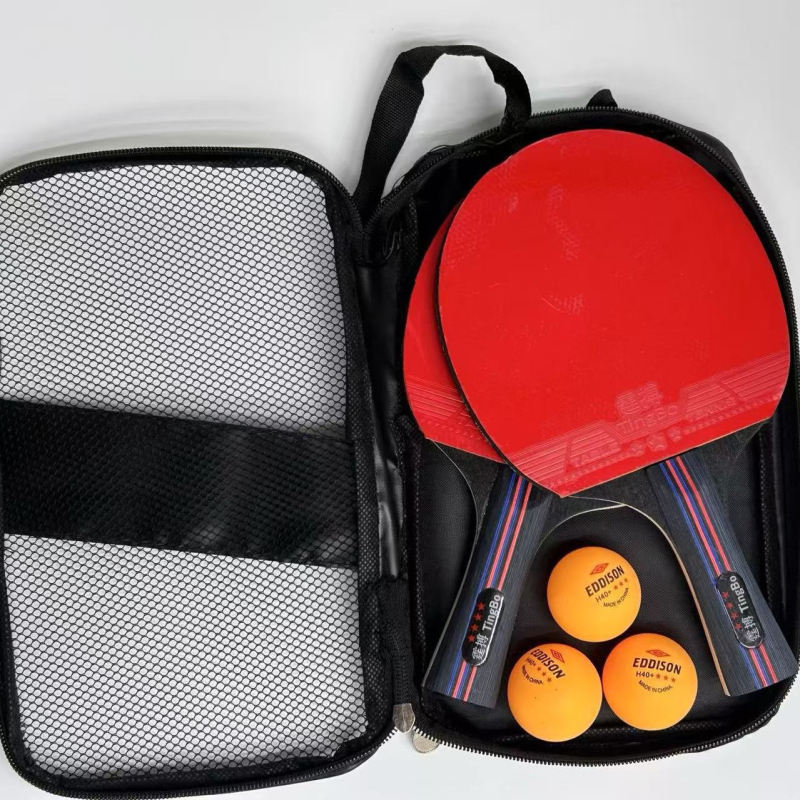 Set reketa za stolni tenis bez marke, drška od topole, guma s ljepilom, ravna reketa, pogodna za stolni tenis i badminton