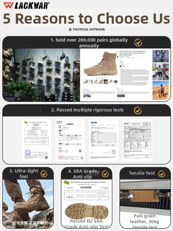 Lackwar Storm Desert Thin Outdoor Tactical Boots – Pārgājieniem un taktiskajai apmācībai, Poliesters, Pieaugušie, Unisex