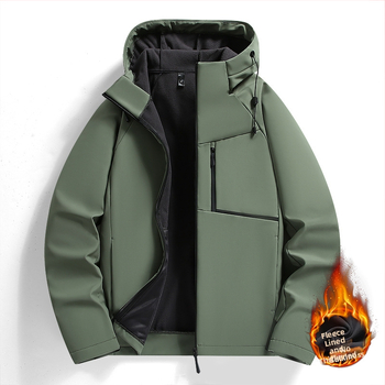 Soft shell jakna za muškarce, flis podstava, kapuljača, uski kroj, stojeći ovratnik