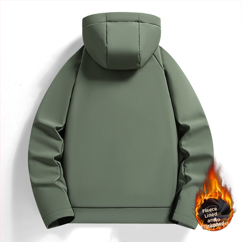 Soft shell jakna za muškarce, flis podstava, kapuljača, uski kroj, stojeći ovratnik