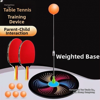 Galda tenisa treneris bērniem — mājas treniņiem, viens vai divi spēlētāji, elastīgs locīgs stienis, automātiska atgriežamā bumba, nerūsējošs tērauds