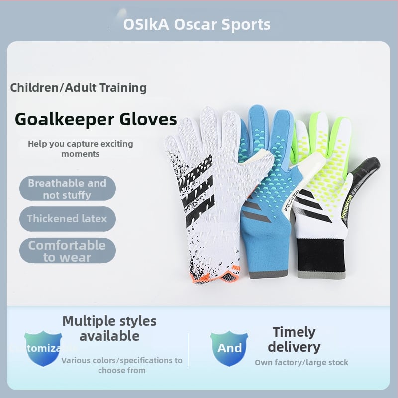 Futbola vārtsarga cimdi ar lateksu, izturīgi pret nolietošanos, piemēroti gan treniņiem, gan mačiem (Pielāgota apstrāde: Jā; Privāta zīmola licencēšana: Jā)