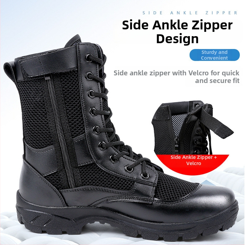 Vasaras tīklu darba apavi ar rāvējslēdzēju - Unisex āra pārgājienu apavi, ultra viegli elpojoši, drošības un pārbaudes nolūkiem, materiāls Super Fiber, zīmols Xiao wu ji hua