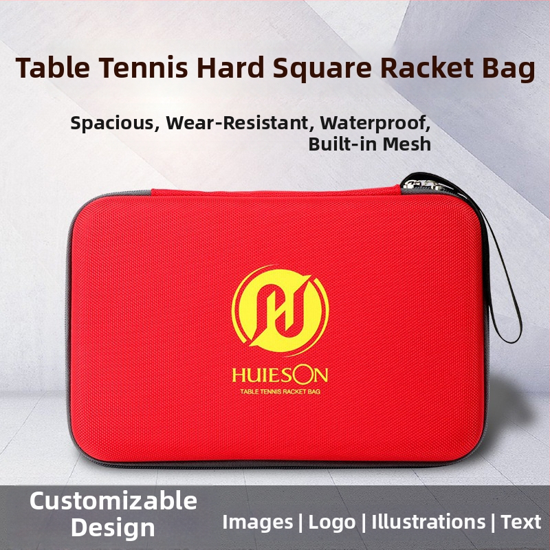 Galda tenisa reketes soma, kvadrātiska cieta korpusa, Oxford audums, pielāgota logotipa, Huisheng/HuIESON zīmols, piemērots galda tenisiem