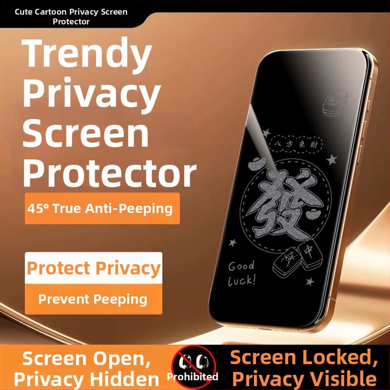 Priekšējā stikla aizsargs ar privātuma aizsardzību iPhone 14 Pro Max – HD, pilns displejs, anti-skatīšanās, izturīgs pret kritieniem, putekļu izturīgs