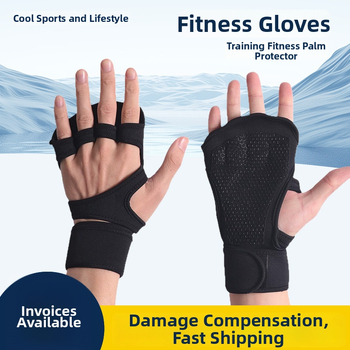 Fitnesa cimdi ar plaukstas aizsardzību, silikona antislīd grip, plaukstas aizsargs, poliesteres šķiedra