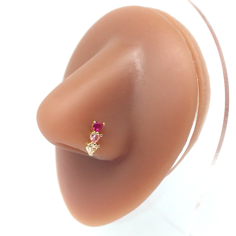 Deguna pīrsinga komplekts ar sirds formas dizainu, nerūsējošais tērauds, trīs gab., unisex