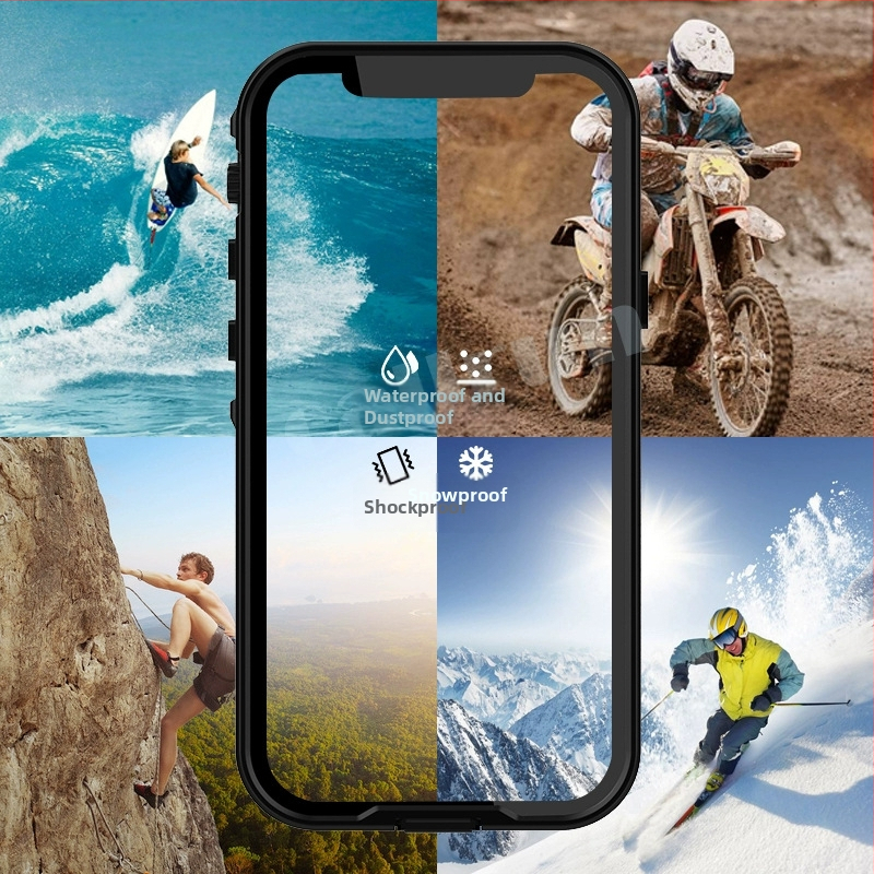 Ūdensdrošs aizsargtelefona korpuss | PU+TPU, injekcijas formēšana, izturīgs pret šokiem, nolietojumam un kritieniem, saderīgs ar iPhone 12, 13, 12 Pro, 12 Pro Max, 13 Pro, 13 Pro Max