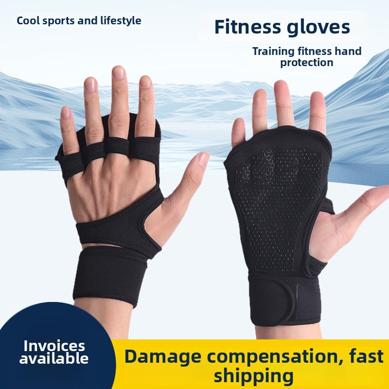 Fitnesa cimdi no poliesteru šķiedrām, plaukstas aizsardzība, universāla izmantošana fitnesa aprīkojumam