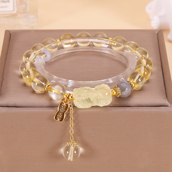 Brățară Pixiu cu Amethyst, Quartz Căpșună și Citrin, din aliaj de cupru