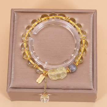 Brățară Pixiu cu Amethyst, Quartz Căpșună și Citrin, din aliaj de cupru