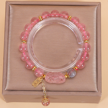 Brățară Pixiu cu Amethyst, Quartz Căpșună și Citrin, din aliaj de cupru