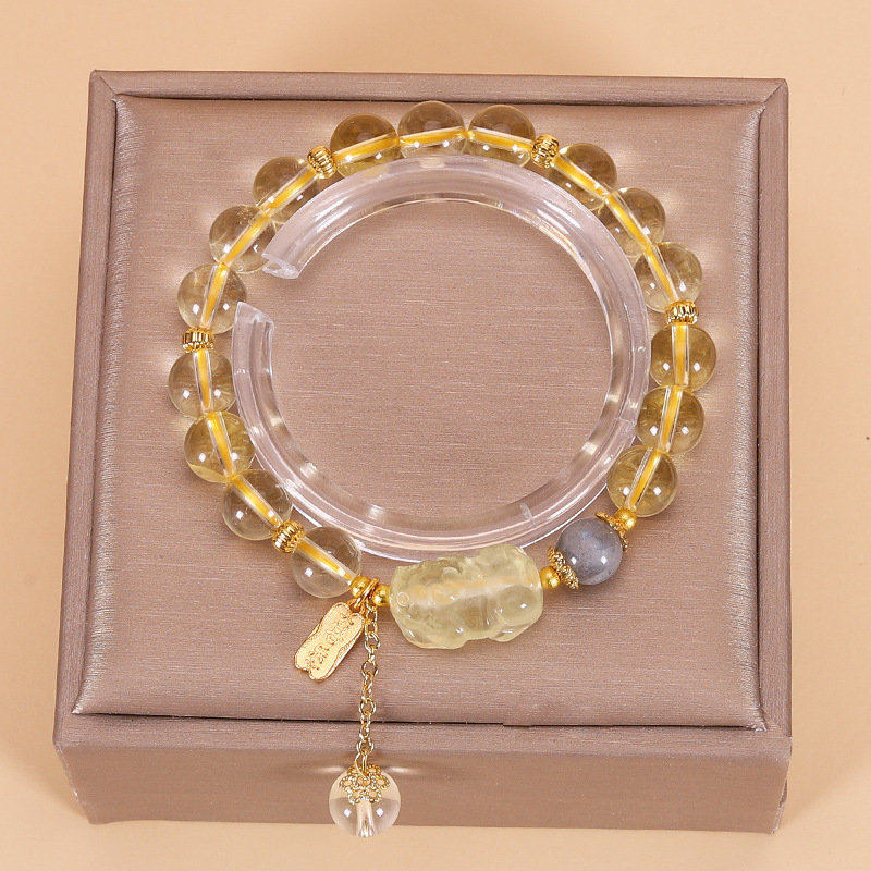 Brățară Pixiu cu Amethyst, Quartz Căpșună și Citrin, din aliaj de cupru