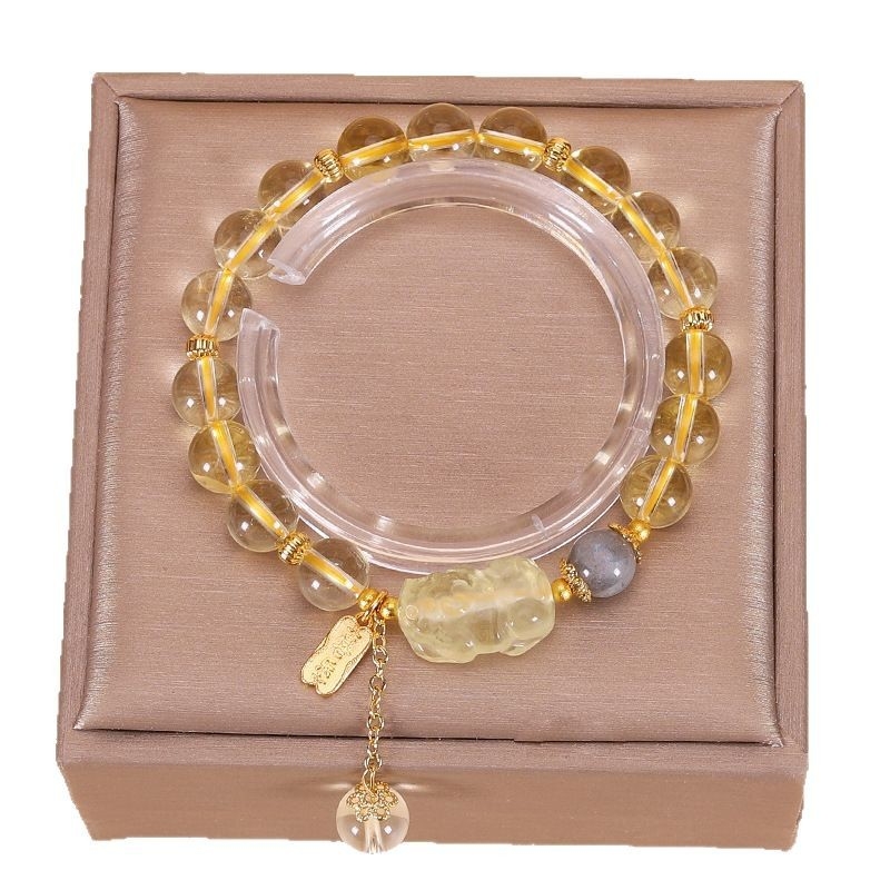 Brățară Pixiu cu Amethyst, Quartz Căpșună și Citrin, din aliaj de cupru