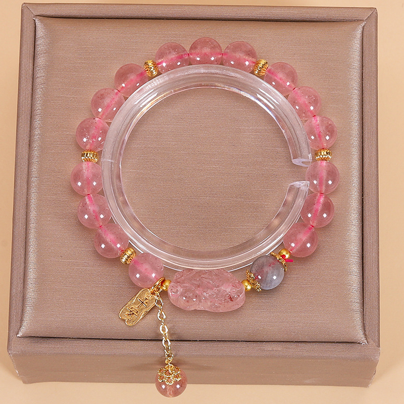 Brățară Pixiu cu Amethyst, Quartz Căpșună și Citrin, din aliaj de cupru