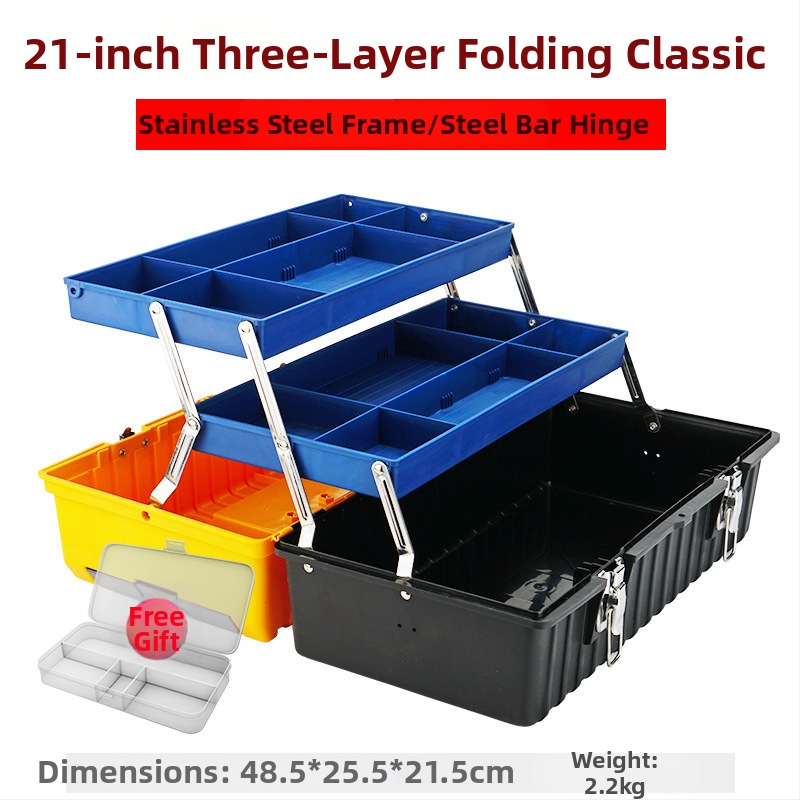 Metāla instrumentu kārba, kompakta uzglabāšanas kārba, trīs slāņu saliekama, rūpnieciskās kvalitātes, izturīga, transportlīdzekļa montāžai (Modeļa ZsfcBjBD)