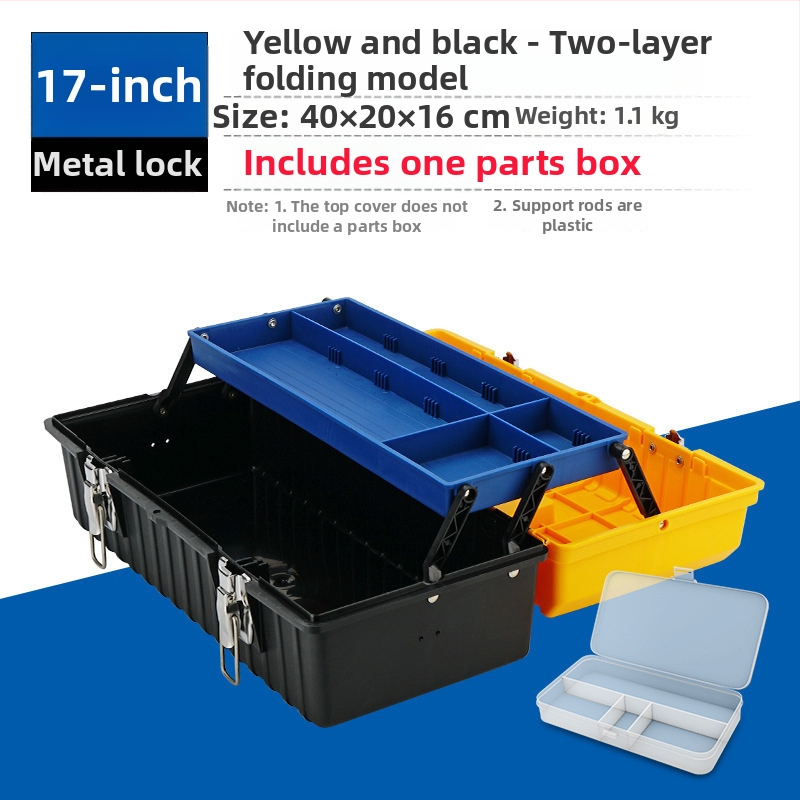 Instrumentu kaste ar 3 slāņu saliekamu dizainu, rūpnieciski kvalitatīva, pārnēsājama elektriķiem un apkopes vajadzībām