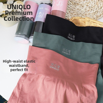 Sieviešu bezšuvju augsta vidukļa jogas šorti ar vēdera atbalstu un pret caurspīdīgumu, no neilona (boxer briefs)