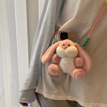 Plišano privjesak za telefon s klipsom i naramenicom – logotip otisnut sitotiskom, prilagodljiv dekor